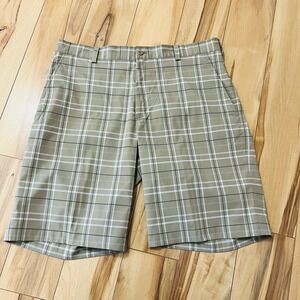 Nike Men's Golf Flat Front Tan Plaid Golf Shorts Sz 36 Inseam 11" Performance